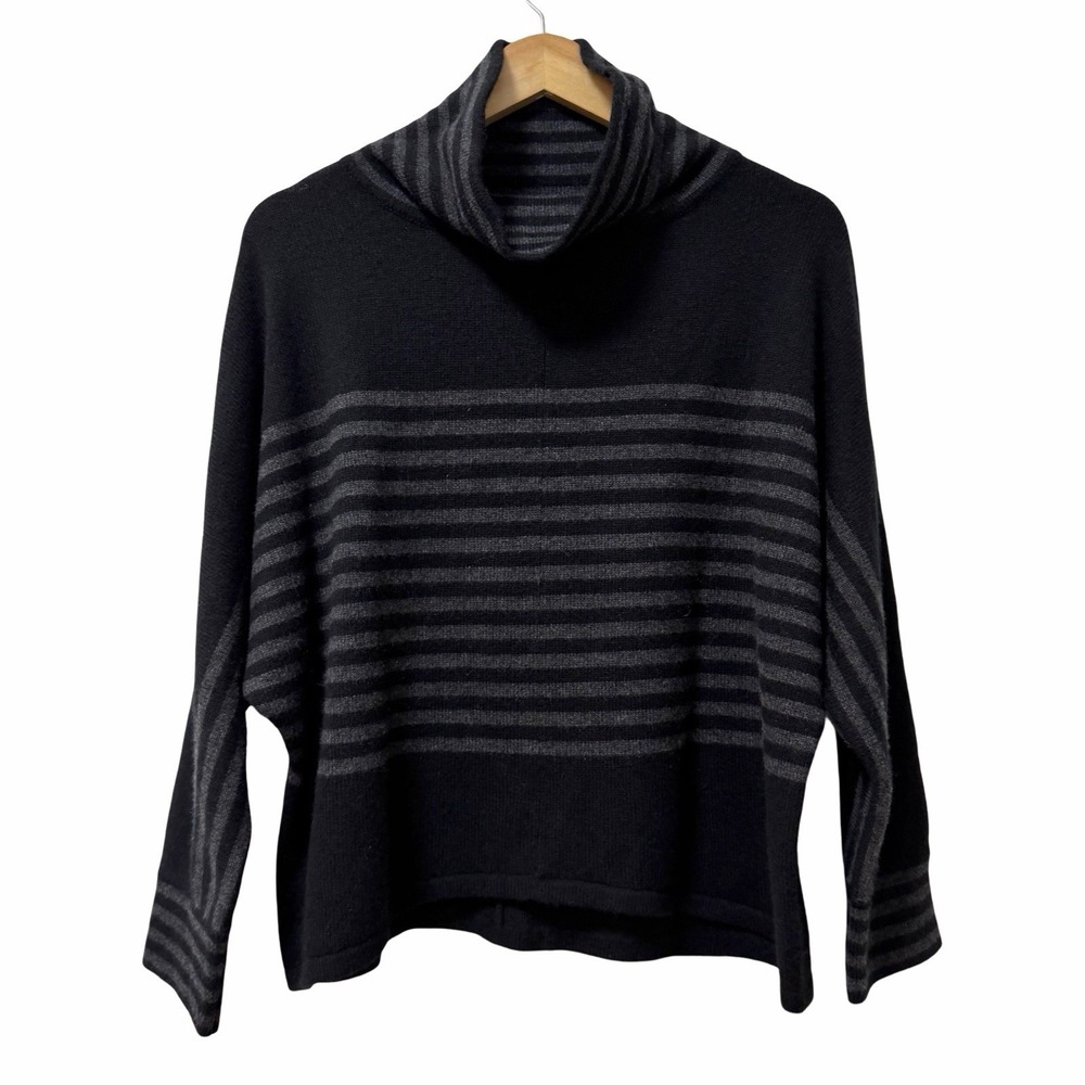 Zoe Couture Womens Cashmere Cowl Neck Sweater Size M Black Minimalist Quiet Luxe